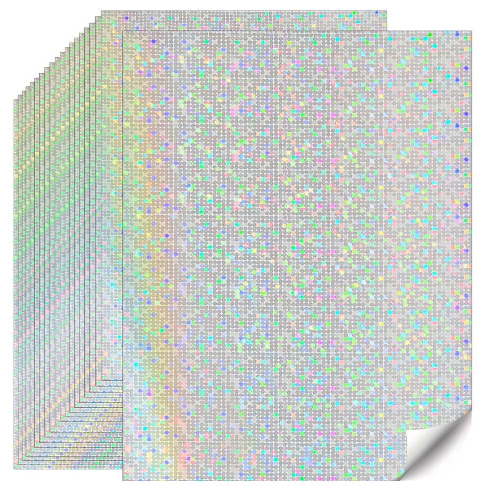 Erilano Holographic Silver Cardstock Paper 20 Sheets, 8.5x11 Inch Premium 92lb/250GSM Glitter Iridescent Mirror Paper for Invitations, DIY Crafts, Scrapbooking, Birthday Party Decorations