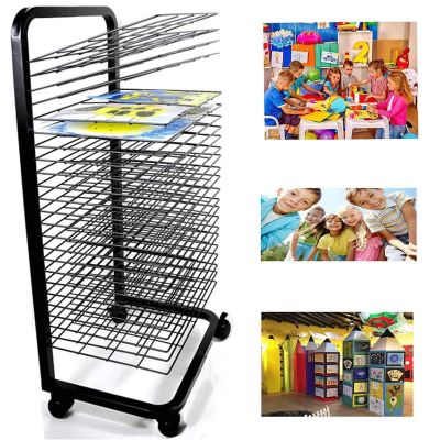 Drying Rack - Mobile Metal Art Storage Rack, Painting Drying Rack With 4 Wheels Stack Rack, Metal Power Coated Design Artwork Storage Display Rack, For Painting, Drawings, And More Ideal ( Size : 20 p