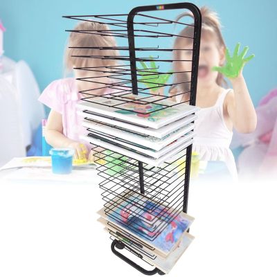 THEGA Art Drying Rack - Steel Drying Painting Racks, Kids Painting Drying Rack with Wheels, Keep Artwork Protected While Drying, Space Saving Rack, Ideal for Schools and Art Studios (Size : 15Layers)