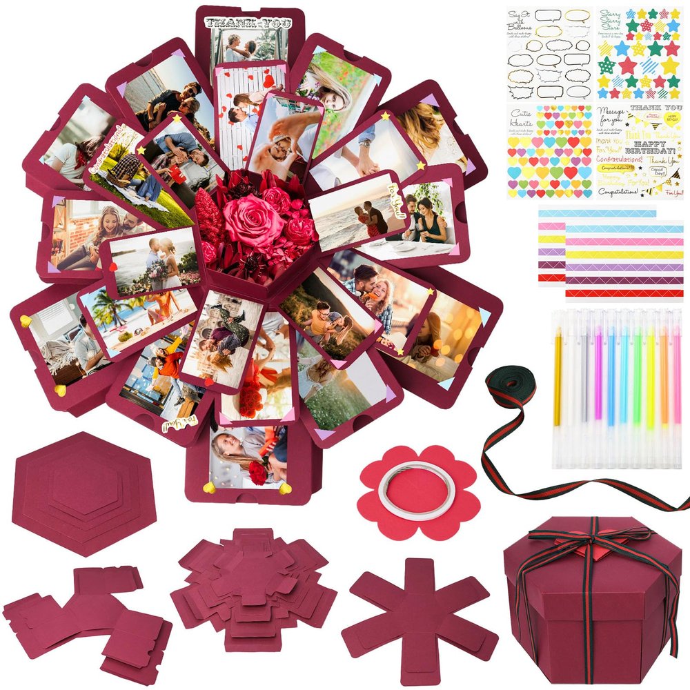 Koogel Explosion Gift Box Set, Creative Photo Album Gifts Explosion Gift Box with Scrapbooking Accessories for Birthday Wedding
