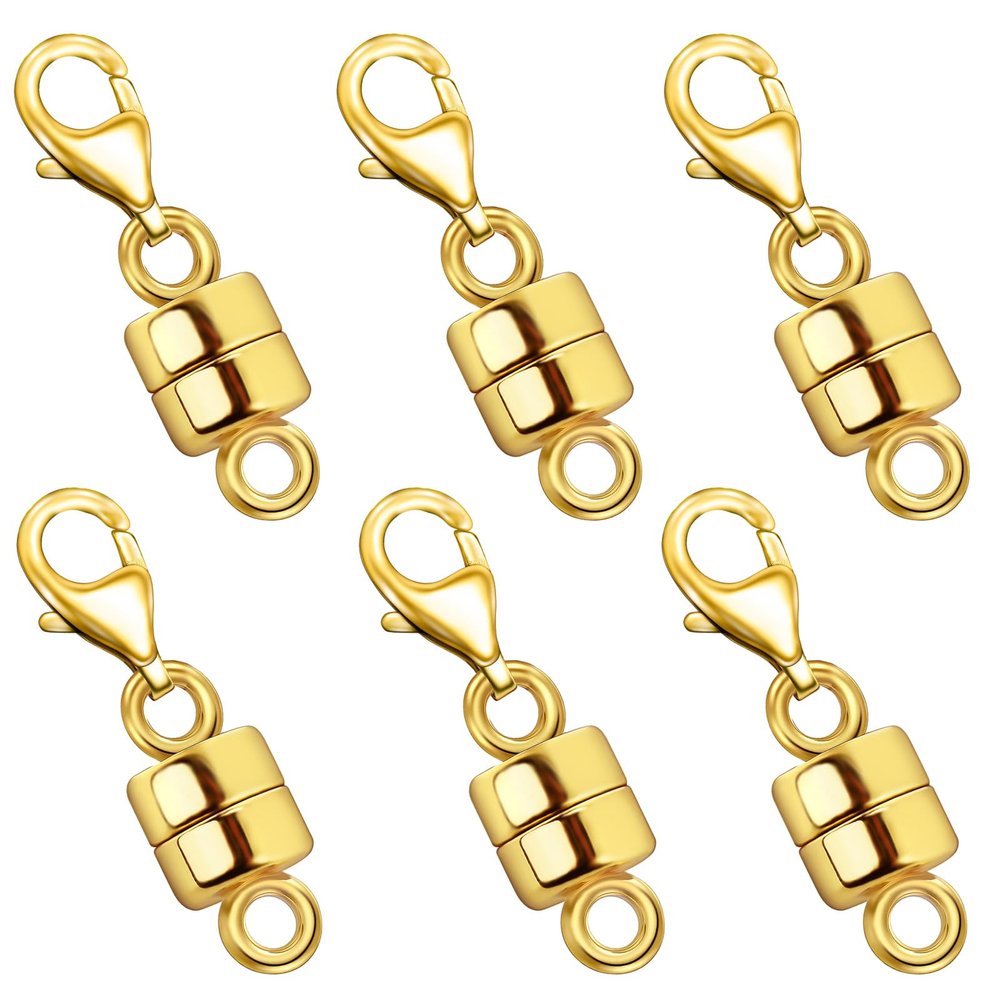 Qulltk Magnetic Necklace Clasp with Lobster Clasp 18K Gold and Silver Magnetic Jewelry Clasps for Necklaces Extender Bracelet Clasps and Closures