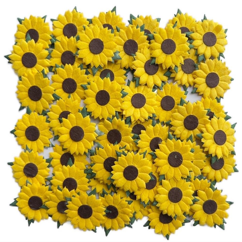 DUONGJAIS BRAND Sunflowers Mulberry Paper 1.25 x 1.25 inches 2 Layers Flower 50 Pcs Best for Scrapbooking Creative Craft Projects Mulberry Paper Flowers (Yellow)