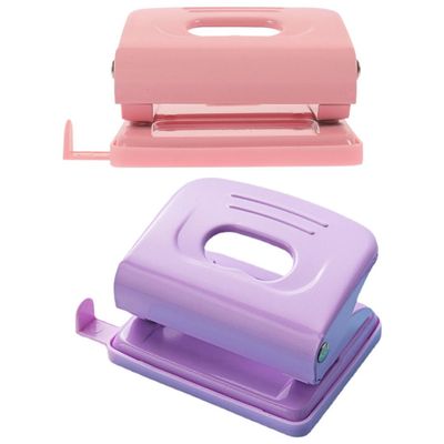 DEARMAMY 2pcs Loose Leaf Hole Puncher Manual Paper Sheets Hole Maker for Office Durable Plastic Metal Design for Crafting and Book Binding