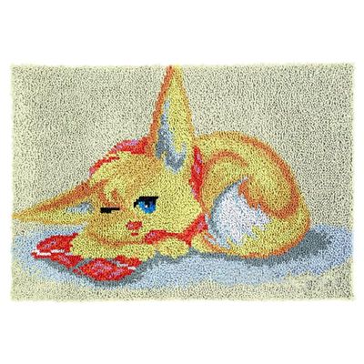 clubevy Latch Hook Kits Rugs,Wolf Cartoon Door Way DIY Latch Hook Kits Wolf DIY Tapestry Carpet Rug Making for Kids Adults Beginners