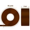Showin Brown Ribbon, Double Face 2 Inch x Continuous 50 Yards Brown Satin Ribbon for Gift Wrapping, Wedding Decoration and Floral Bouquets view 2