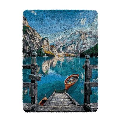 clubevy Latch Hook Kits for Adults Kids DIY Rug Making Kits Canvas Tapestry Kits Rug Crochet Yarn Kits Carpet Needlework Doormat Creative Gift Home Decoration Craft 52x38cm