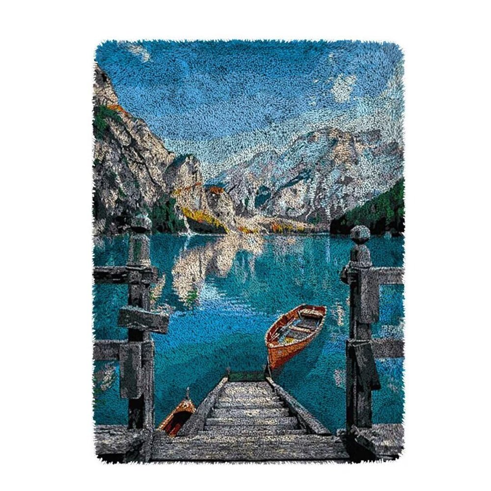 clubevy Latch Hook Kits for Adults Kids DIY Rug Making Kits Canvas Tapestry Kits Rug Crochet Yarn Kits Carpet Needlework Doormat Creative Gift Home Decoration Craft 52x38cm