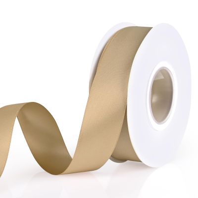 Showin Champagne Ribbon, Double Face 1 Inch x Continuous 25 Yards Champagne Satin Ribbon for Gift Wrapping, Wedding Decoration and Floral Bouquets