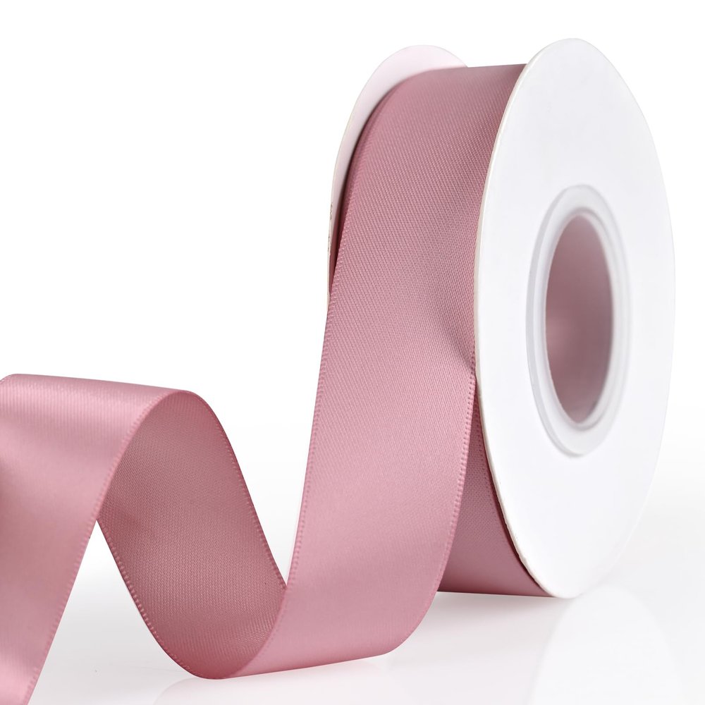 Showin Rose Gold Ribbon, Double Face 1 Inch x Continuous 25 Yards Rose Gold Satin Ribbon for Gift Wrapping, Wedding Decoration and Floral Bouquets