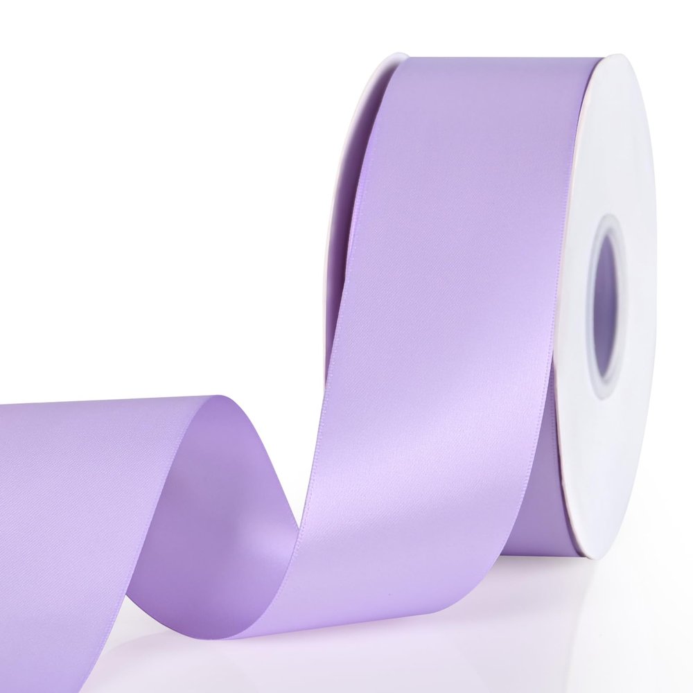 Showin Light Purple Ribbon, Double Face 2 Inch x Continuous 50 Yards Light Purple Satin Ribbon for Gift Wrapping, Wedding Decoration and Floral Bouquets