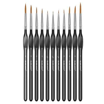 Detailing Paint Brush, 11 Pcs Miniature Paint Brushes with Triangular Handles, Art Paint Brushes for Acrylic Painting, Model, Face, Figurine, Watercolor, Oil, Paint by Numbers Kit for Adults