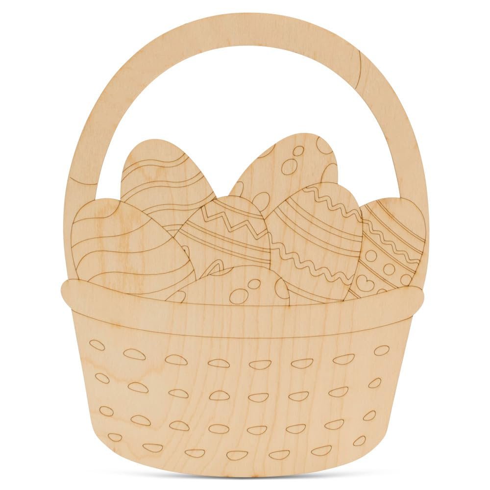 Easter Egg Basket Cutout, 6-Inch, 1/8 Inch Thick, Pack of 10 Easter Crafts, Wooden Eggs for Basket Stuffers & Ornaments, by Woodpeckers