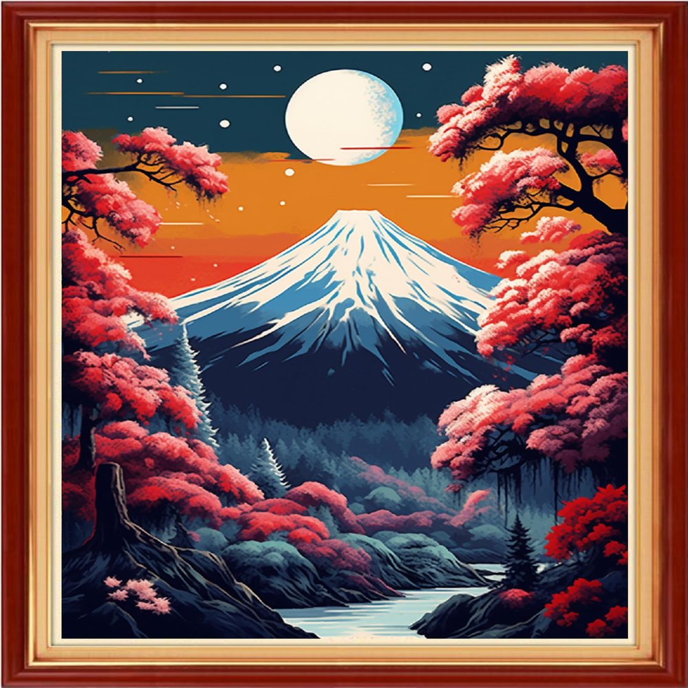 Funxvoot Stamped Cross Stitch Kits Beginners Full Range of Embroidery Kits for Adults 11CT Embroidery Patterns Needlepoint Kits Printed Cross Stitch Kits-Moon Night Scene 16x20 inch