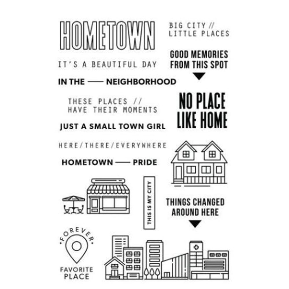 Clear Stamps for Crafting,11x16cm Hometown Stamp Transparent Clear Silicone Stamps for Scrapbooking Card Making Crafts Decoration Supplies
