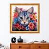 Funxvoot Stamped Cross Stitch Kits Beginners Full Range of Embroidery Kits for Adults 11CT Embroidery Patterns Needlepoint Kits Printed Cross Stitch Kits-Flower Cat 18x18 inch view 2