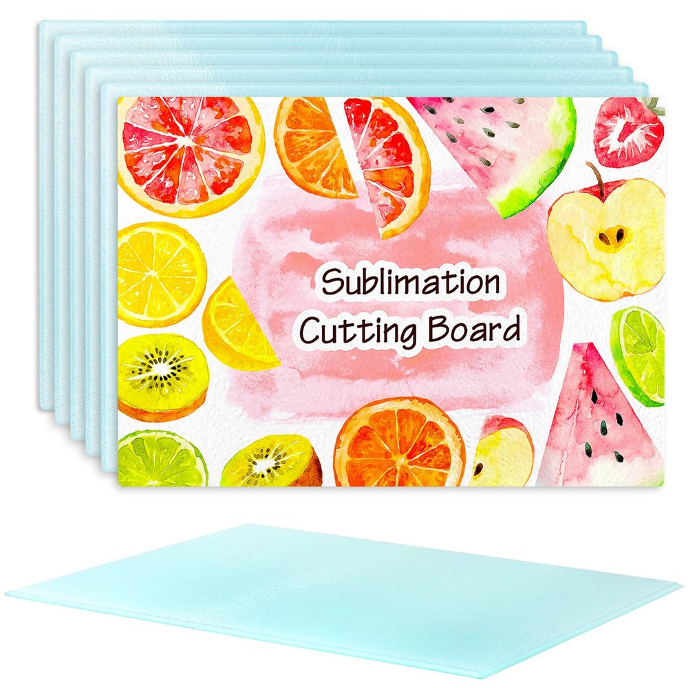 6Pack 11"x15" Sublimation Glass Cutting Board Blanks, Textured Tempered Glass Chopping Boards for Kitchen, Anti Slip Cutting Boards Heat Resistant Glass Plate for Kitchen DIY Heat Press Machine