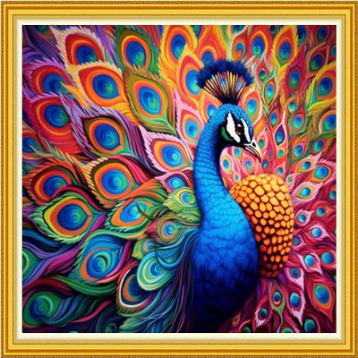 Funxvoot Stamped Cross Stitch Kits Beginners Full Range of Embroidery Kits for Adults 11CT Embroidery Patterns Needlepoint Kits Printed Cross Stitch Kits-Colorful Peacock 16x20 inch