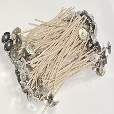 CD Candle Wicks - 6 Inches - Custom Assemblies (Pre-Waxed with Sustainer Tabs) - for DIY Candle Making Supplies - Made in USA - Hand Counted by US Veteran (CD - 4, 100, Piece)