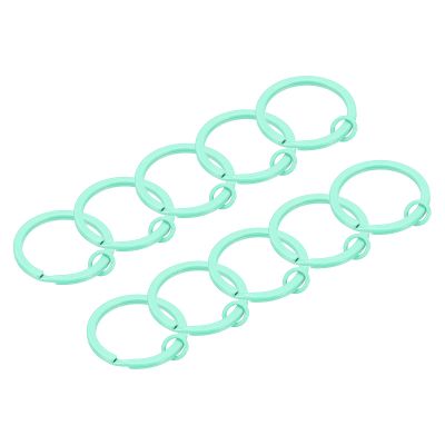 uxcell 10Pcs Split Keychain Rings, Round Flat Key Holder with Open Jump Ring Key Chain Ring for Craft Keys Organization Decoration, Blue