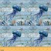 Feelyou Cute Jellyfish Fabric by The Yard 5 Yards Ocean Creature Themed Soft Flannel Decorative Fabric Marine Animals Upholstery Fabric Summer Blue Ocean Themed DIY Reupholstery Fabric view 1