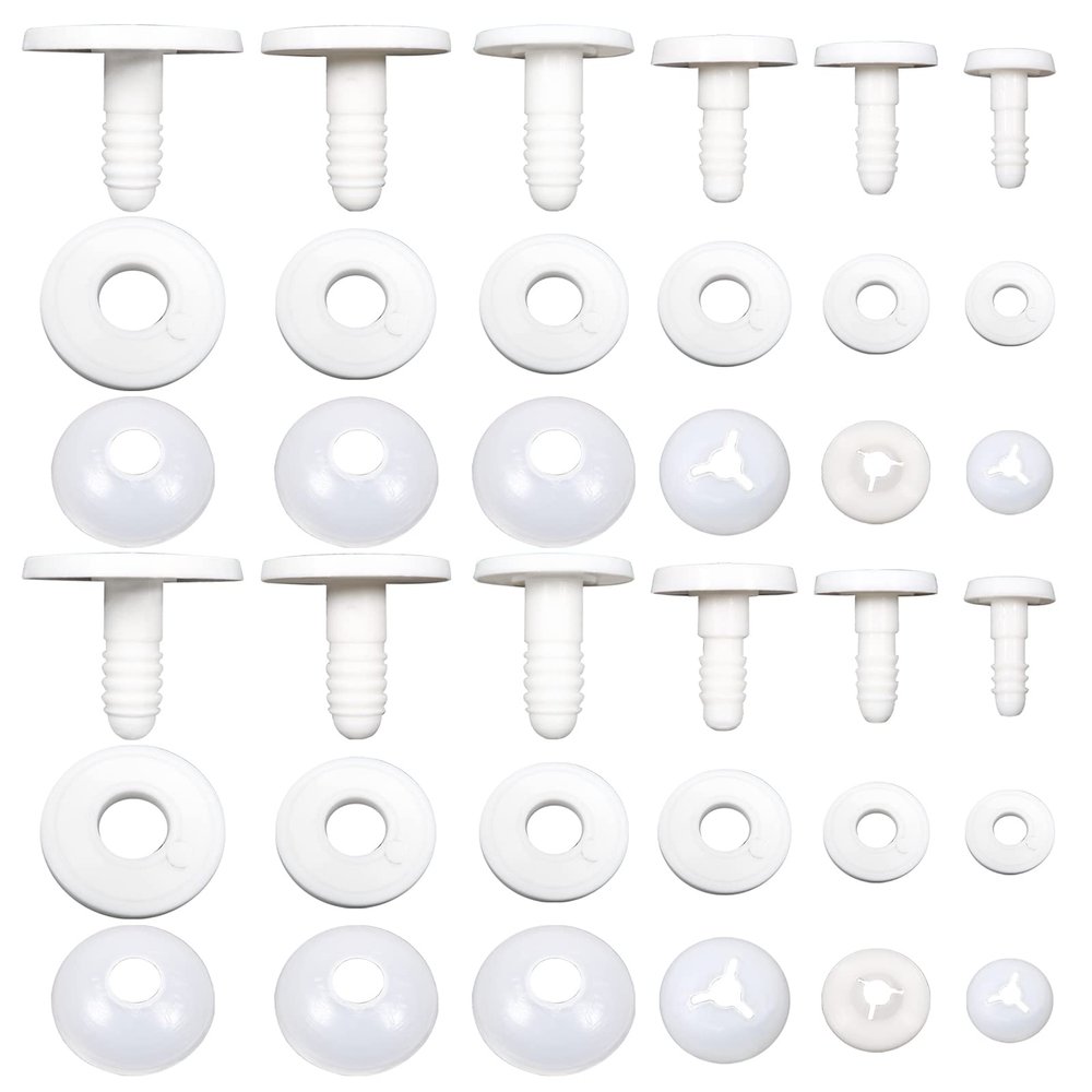 TOAOB 16 Set Joints Assorted Size White Plastic Animals Joints Making Accessories for Making Limbs and Head Joints