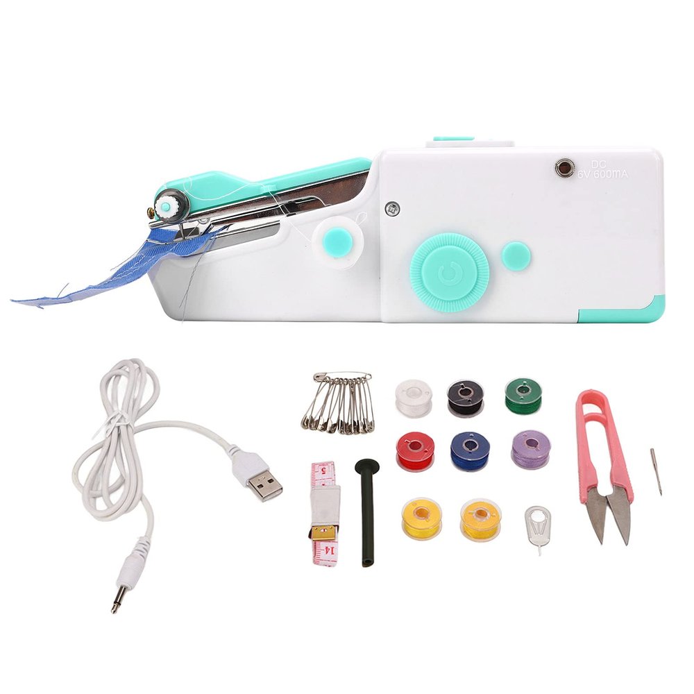 Cordless Handheld Sewing Machine, Lightweight and Portable Sewing Machine with Ary Kit, Fit for Beginners, Blue