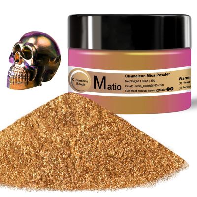 Matio Chameleon Mica Powder, 1.06oz/ 30g Sunshine Beach Chrome Powder, Pearlescent Effect Color Shift Pigment for Resin Craft, Soap Candle Dye, Nail Art, Makeup, Bath Bomb,Paint,Slime Pigment