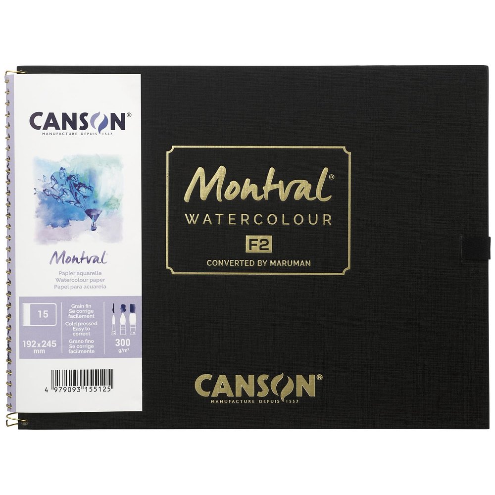 Canson C12A Sketchbook - Monbal Watercolor Paper Acid-Free Paper - F2 Size, 15 Sheets