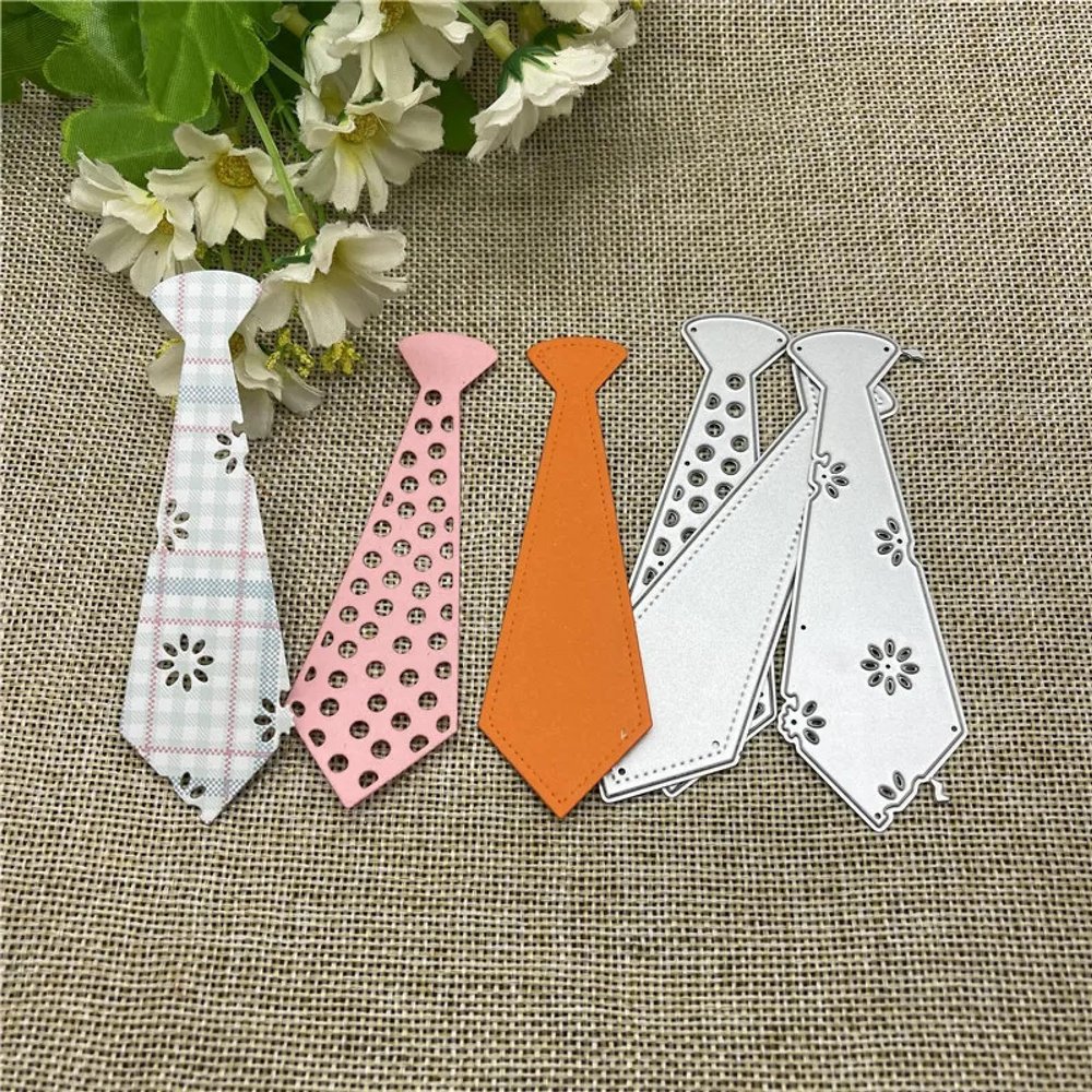 Dies for Card Making Template,10.7x7.6cm Necktie Metal Cutting Dies Mold Round Hole Label Tag Scrapbook Paper Craft