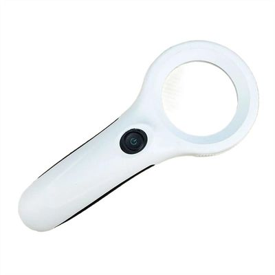 ZTBH Microscope Accessories Kit 4X 60mm Handheld Jeweler Magnifier Currency Detecting Magnifying Glass with LED UV Lights Optical Glass Loupe Microscope Slides