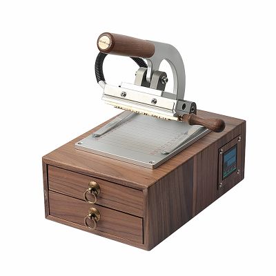 STMKB Hot Foil Stamping Machine, Manual Digital Logo Leather Hot Stamping Machine, Walnut Wood Material, for PVC Leather Pu and Paper