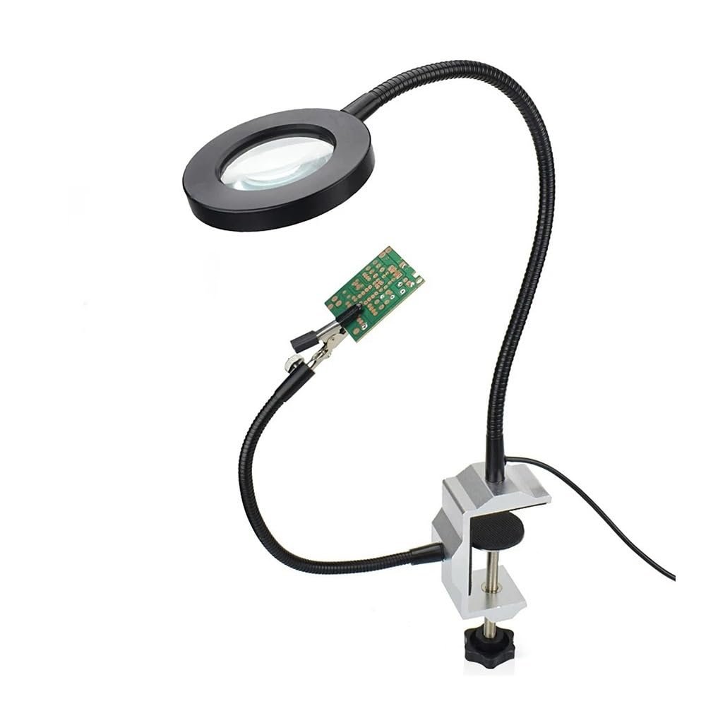 ZTBH Microscope Accessories Kit Flexible Soldering Iron Clip USB 3X Illuminated Magnifying Glass Lighting Table Clamp Repairing Helping Magnifier Welding Loupe Microscope Slides