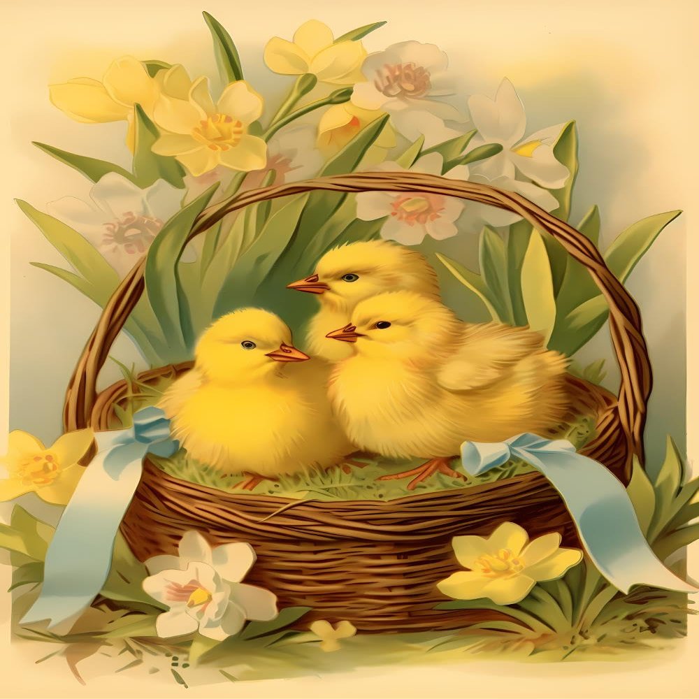 5D Plants Diamond Painting Kits, Yellow Chicks Art for Adults, Full Drill Round Gem Art Home Wall Decor Gifts 18x24 inch
