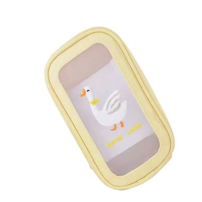Pen Pouch Box with Pens Cute Alpaca Llama Duck Pen Organizer Case Aesthetic Estuche para Lapices (Yellow+6 Pcs Pens)