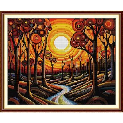 Bilrost Luxury 14ct Floral Cross Stitch Kit for Enthusiasts: Premium DIY Embroidery for Elegant Home Decor & Gifts-Dusk14 x 17.1 inch