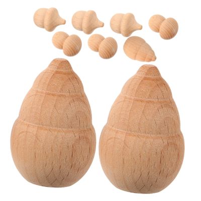 VILLCASE 9pcs DIY Mushroom Acorn Shoots Wood Crafts Unfinished Decorations for Painting Projects