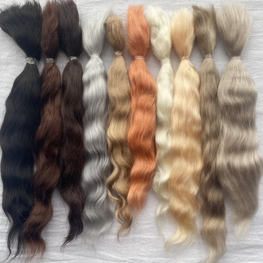 NineTribe Basics Mohair for Making Doll Wig,Curly Hair Mohair DIY for Doll Hair Handmade Replacement Wig,DIY Craft Materials (A7-10g)