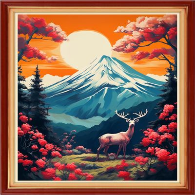Dooxvey Cross Stitch Kit for Adult Beginners - Full Range of Stamped Kits - 11CT Cross Stitch Patterns - Snow Mountain Sunrise - 16x20 inch