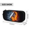 YIJIUWKIS Hockey Pencil Case Sports Pencil Box for Kids Boys, Large Capacity Storage Pen Bag with Zippers, Black Pencil Pouch Stationery Case Print Fire and Water view 2