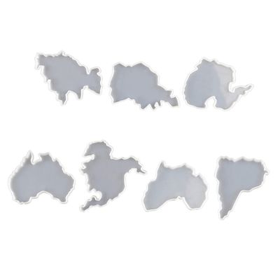 8pcs Silicone for DIY Crafts Continent Shape Coaster Tear- Creative Cup Mat for Unique Designs Reusable Soft Silicone Craft Tools