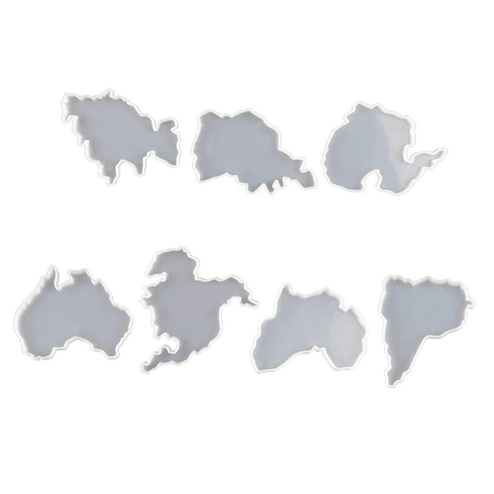 8pcs Silicone for DIY Crafts Continent Shape Coaster Tear- Creative Cup Mat for Unique Designs Reusable Soft Silicone Craft Tools