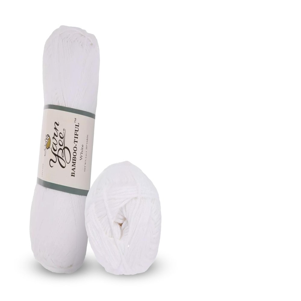 Hobby Lobby Yarn Bee 3 - Lightweight Yarn for Crocheting & Knitting Soft Yarn Skein 257 Yards of Cotton & Viscose Yarn for Crocheting Blankets, Hats, & More Craft Supplies, White