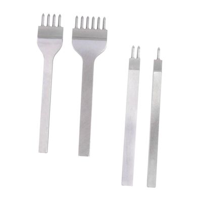 NUOBESTY 4pcs Leather Punching Tool DIY Rhomboid Cutting Chisel for Leather Craft Durable White Steel Punch for Watch Bands and Accessories