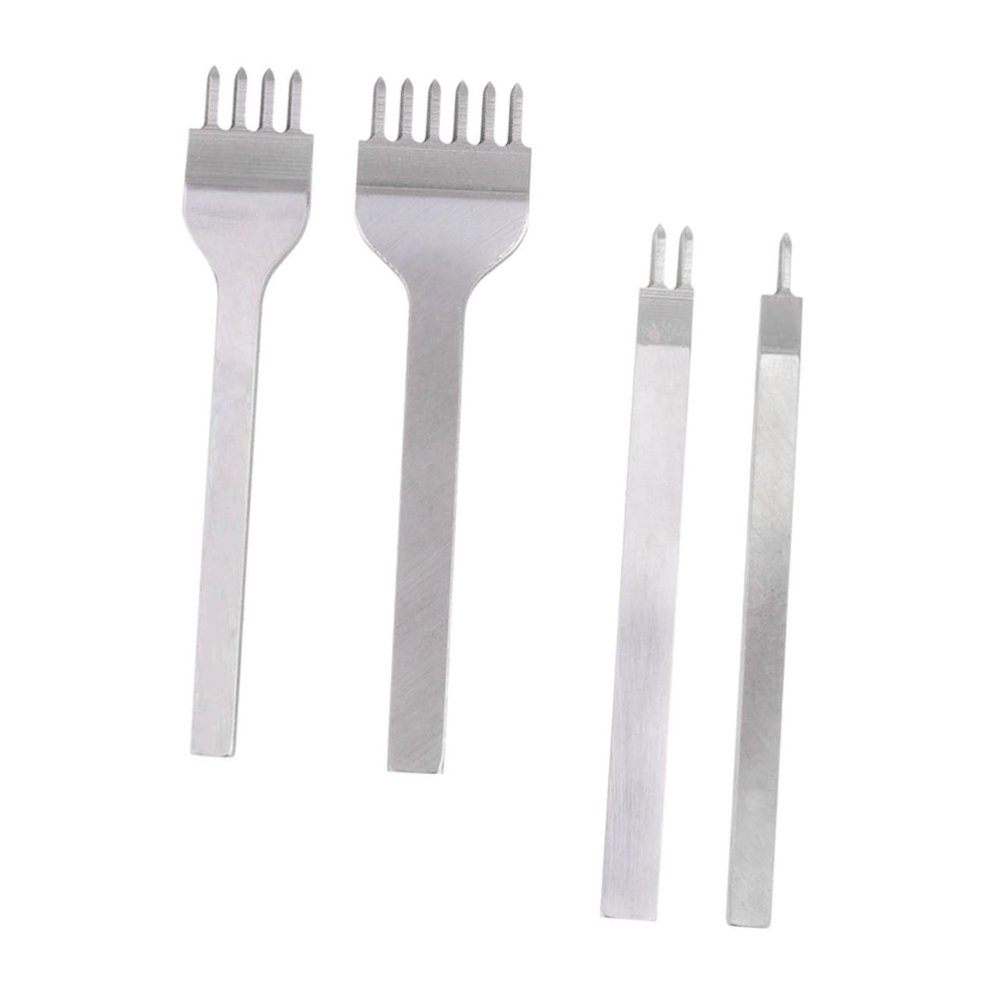 NUOBESTY 4pcs Leather Punching Tool DIY Rhomboid Cutting Chisel for Leather Craft Durable White Steel Punch for Watch Bands and Accessories
