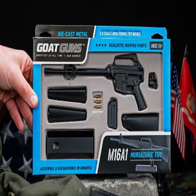 GOAT GUNS M16A1 Model | 1:3 Scale Diecast Metal Build Kit, Black | Non-Firing Vietnam Era Replica for Desk Display, Man Cave & Gaming | Historical Military Model Kit for Adults