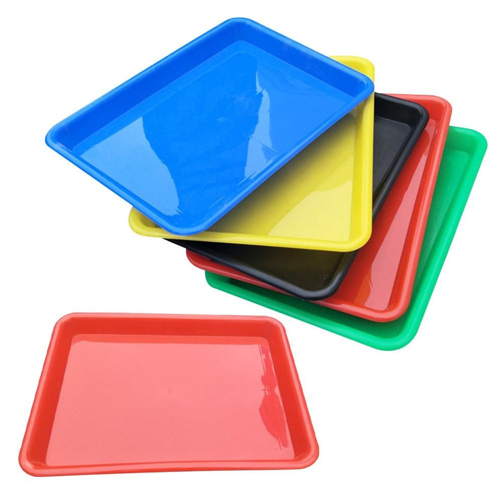 HOODANCOS 6pcs Plastic Trays for Classroom/Storage Containers Dividers Handle Random Color