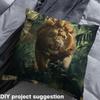 Erosebridal Safari Lion Fabric By The Yard,Tropical Woodland Upholstery Fabric,Hand Drawn Decorative Fabric,3D Animal Indoor Outdoor Fabric for Waterproof,Green Brown,5 Yards view 4