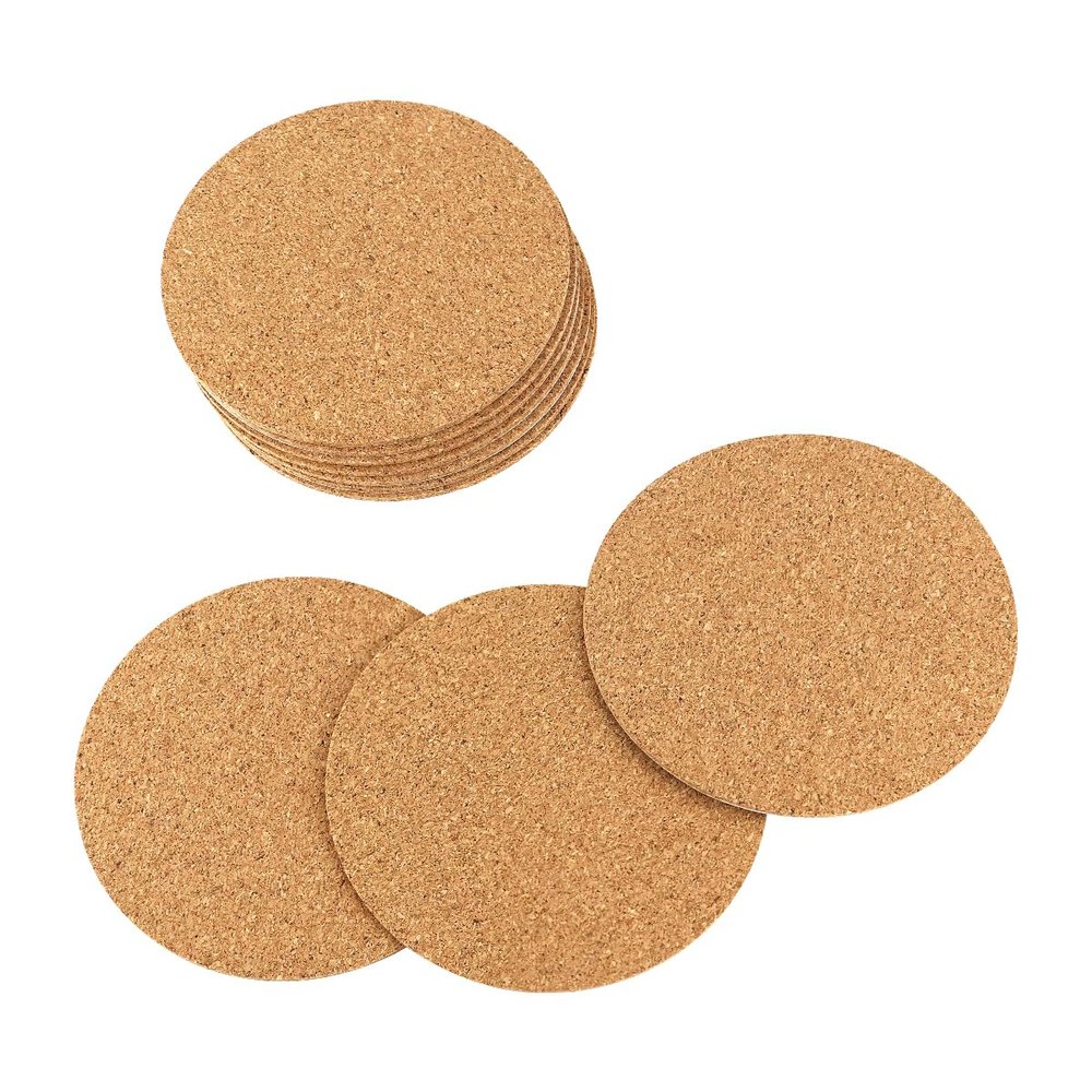 Tenalleys 10 Pack Round Cork Coasters, 4" Self-Adhesive Cork Mats, DIY Coasters & Craft Accessories