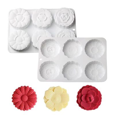2pcs Cake Fondant Mold- Silicone Molds Silicone Flower for Chocolate Candy Jello Cookie Sugar Craft Lotion Bar Polymer Clay Soap Jello Soap Candle (flowers 2)