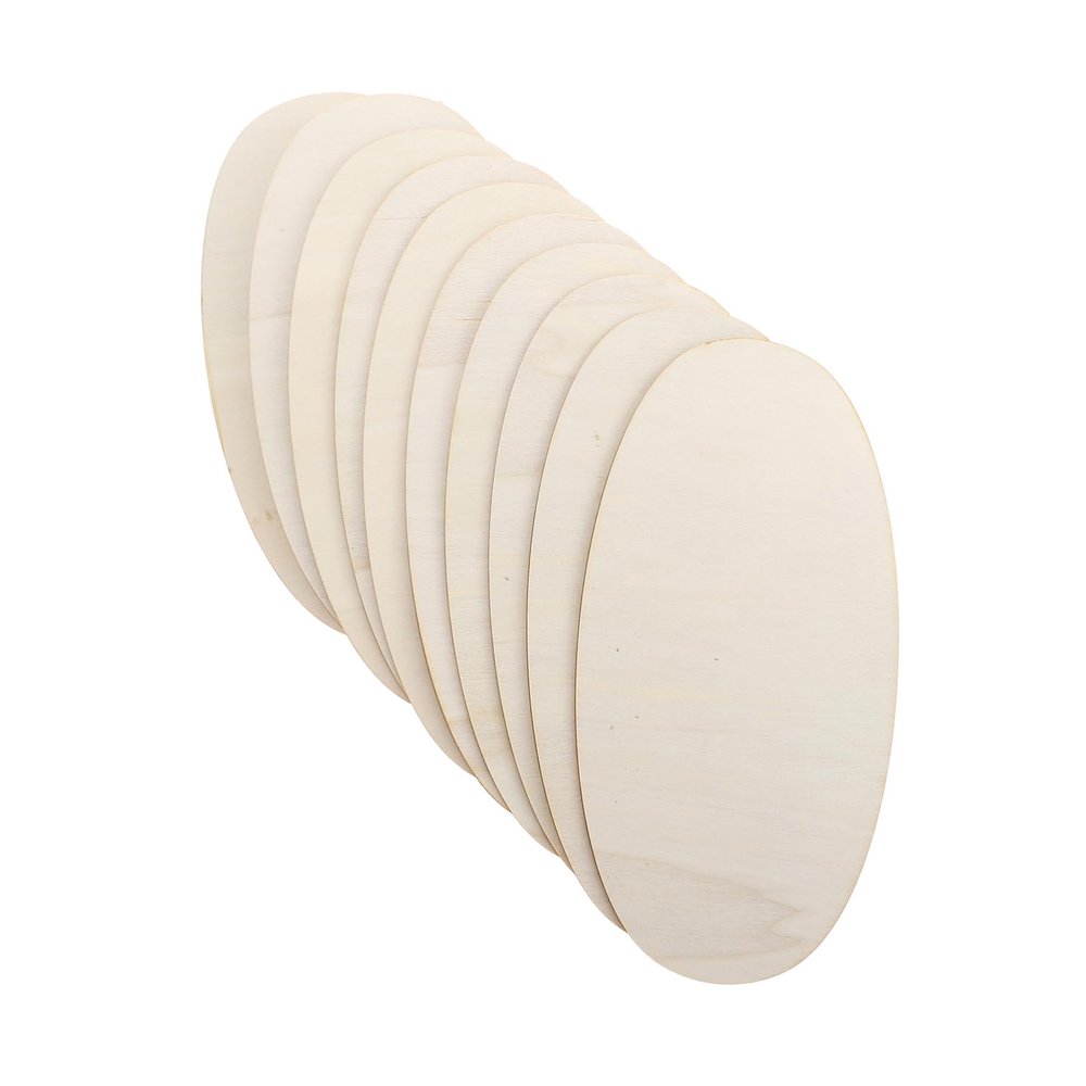 Operitacx 10pcs Oval Wooden Pendant DIY Decor Materials Unfinished Wood Slices Home Decor Ornaments Graffiti Wood Chip